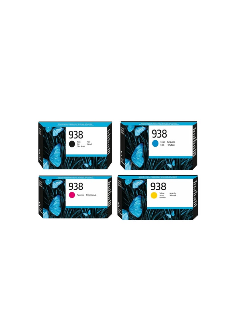 Terabyte طقم حبر 938 من 4 ألوان لطابعات Officejet Pro 9730 9110 9120 9130 9720 - Image 1